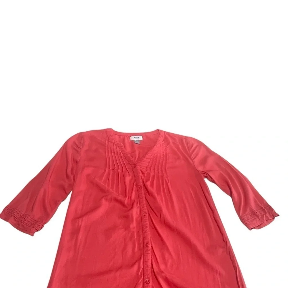 Old Navy Girls Coral Pink Pleated Button Front Dress Size XL 14 Tween